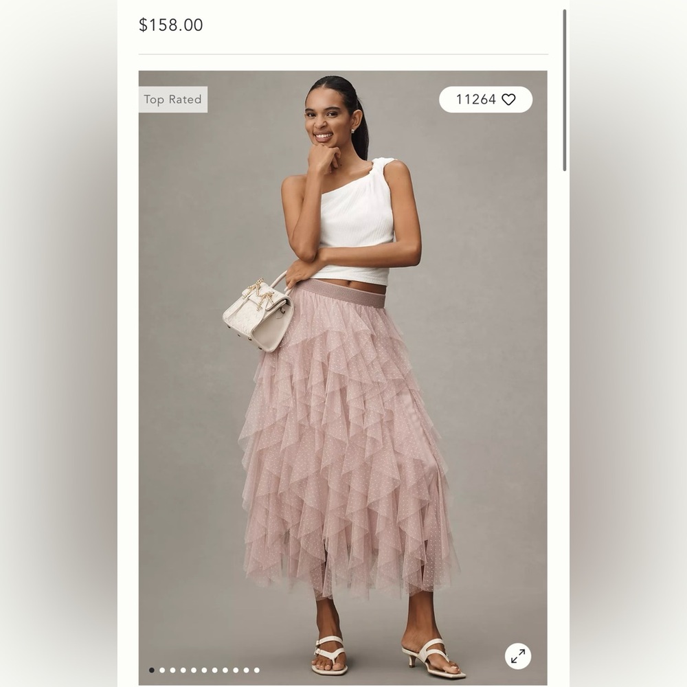 Chéri Ruffled Tulle Midi Skirt - Anthropologie in Rose in MED- she’s beautiful!